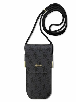 Guess PU 4G Metal Logo Script Black Telefoon geval