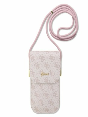 Guess PU 4G Metal Logo Script Pink Telefoon geval