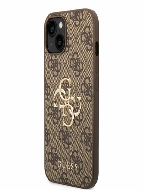 Guess PU 4G Metal Logo iPhone 14 Plus Brown Telefoon geval